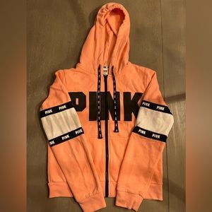 PINK Victorias Secret Peach Zip Up Hoodie Size Medium